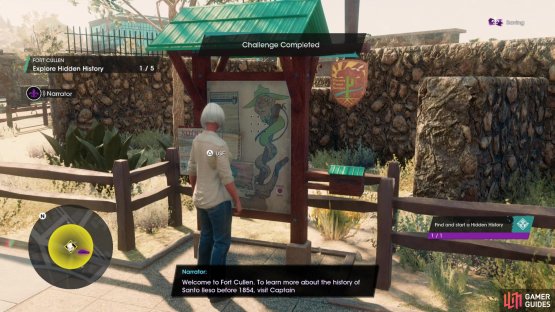 Another objective can be completed by interacting with any sign at a Hidden History Discovery.