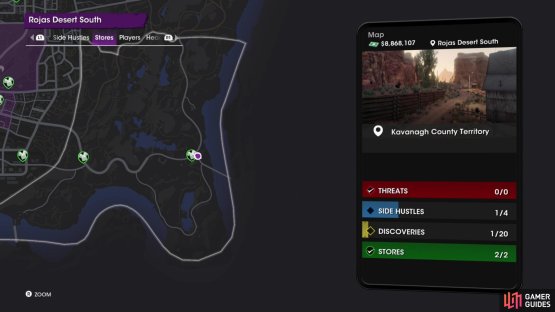 The location of the &ldquo;Thunderpump Sign&rdquo; collectible on the map.