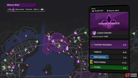 The location of the &ldquo;Compass&rdquo; collectible on the map.
