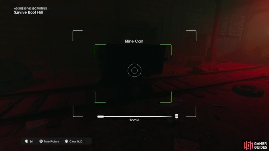Take a picture of the &ldquo;Mine Cart&rdquo; collectible to obtain it.