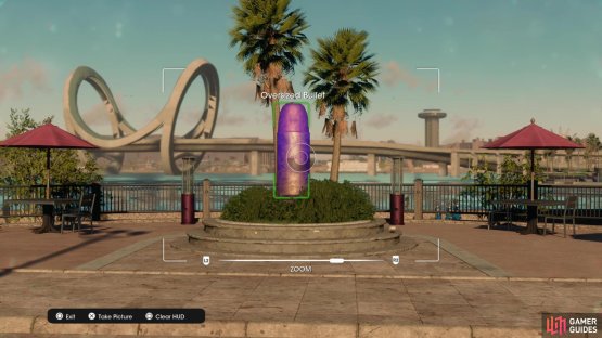 Take a picture of the &ldquo;Oversized Bullet&rdquo; collectible to obtain it.