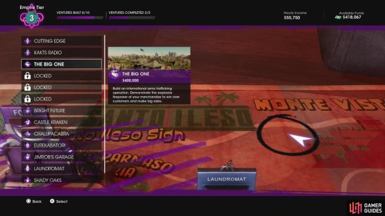 Increasing your Empire Tier will unlock new Ventures,