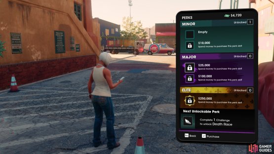 Perks are segregated into minor, major and epic tiers, and aside from the first minor Perk slot, you must pay cash to unlock the other Perk slots.