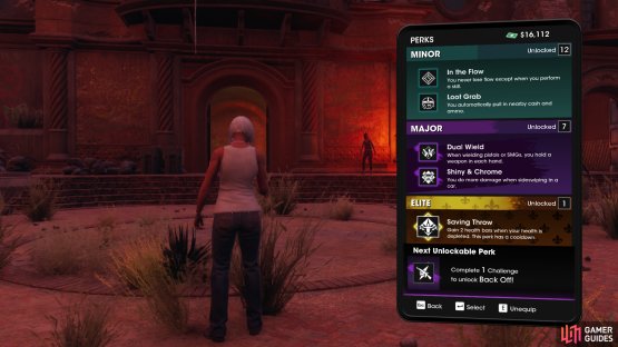 but as you complete Challenges you can earn quite a list of Perks to choose from.