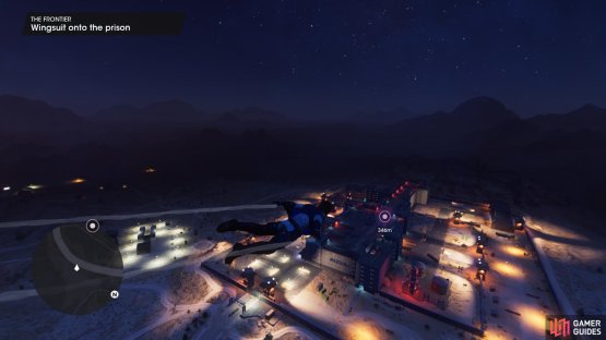 When you are ready jump out of the chopper and attempt to glide onto the prison&rsquo;s roof.
