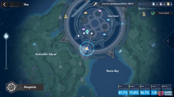 Location of Cetus Island on the map.