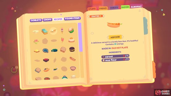 The hobdop recipe requires x1 Caroot and x1 Muz flour