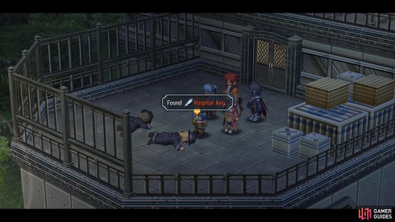 Head to the terrace in the Inn to find the Hospital Key