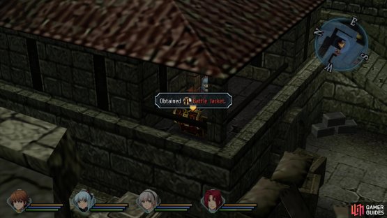 Finally, head past some barricades, up some stairs, and through an obscured passageway to find a chest with a Battle Jacket inside.