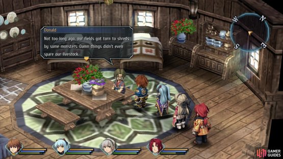 Talk to various villagers to learn more about the monster attack.