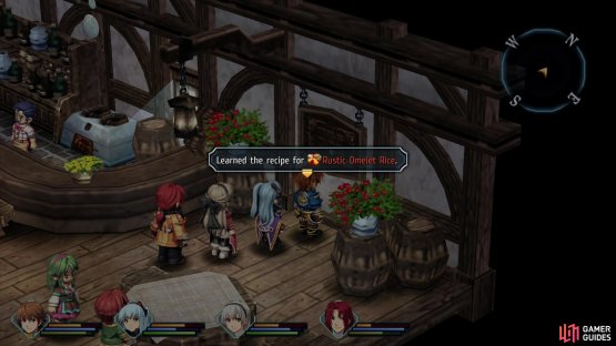 Search a placard in the Ash Tree Inn to obtain the Rustic Omelet Rice recipe.