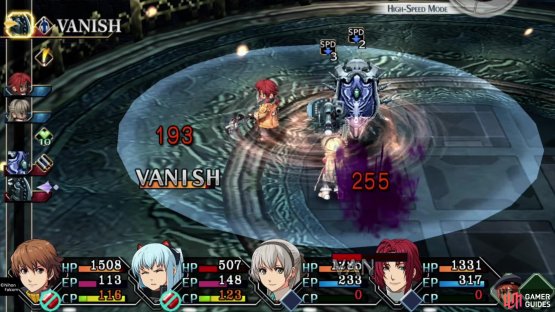 You also need to be wary of the “Vanish” buff, which will temporarily remove characters from the battle and drain their SP.