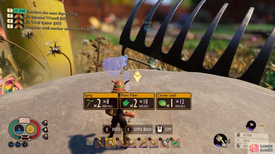 You can either run to the trail marker and quickly build it to avoid the infected bugs, or kill them first.