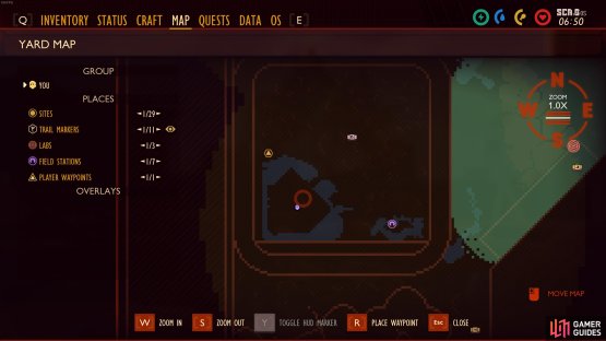 The location of the Sand Castle Tower in the southwest of the Sandbox.