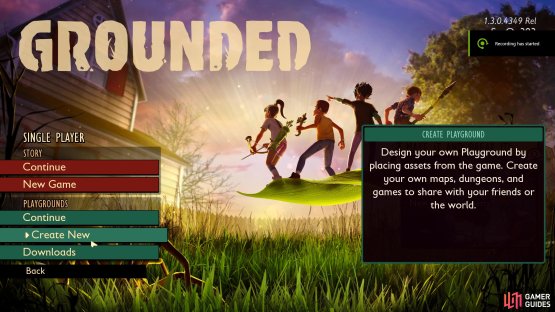 Playgrounds resides under the single-player section of the new menu.