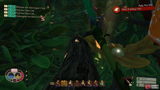 Head past the juice box to the first zipline