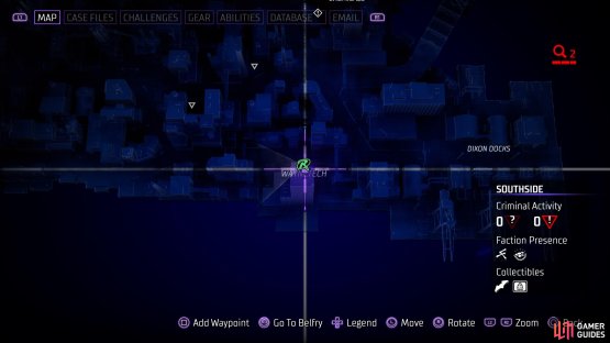 The location of the fourth Batarang on the map