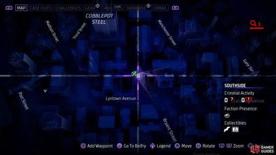 The location of the fifth Batarang on the map