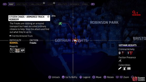 The location of the third crime on the map