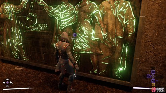 Use the button prompt at the mural to get to the Talon Cache