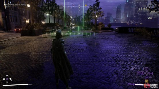The starting location and orientation is marked by a green cube and rolling arrows.