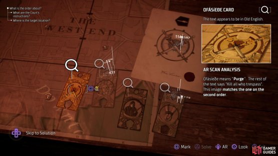 On a table to the right you&rsquo;ll find several cards containing vague orders,