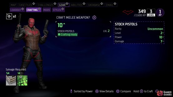You can craft gear after examining the workbench in the Belfry. Blueprints determine what you can craft, and crafting gear consumes Salvage.