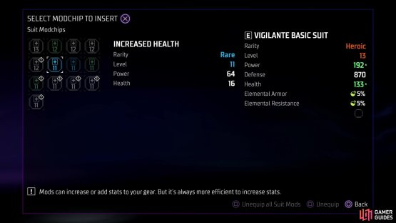 which will allow you to equip modchips, providing various enhancements to the modified gear.