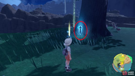 this blue stake sits on the hill to the northwest of the lighthouse.