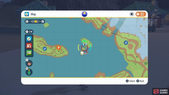 Head to the next flag icon on the largest islet in Casseroya Lake
