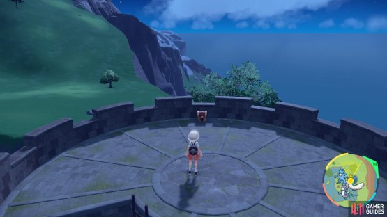 to find the  Gimmighoul Chest on top of the watchtower.