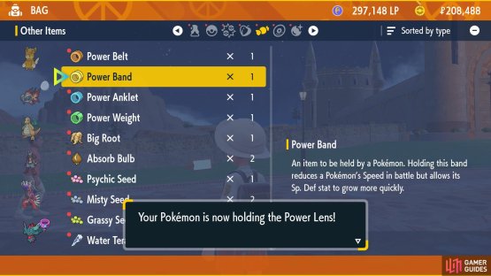Have the Pok&eacute;mon hold onto the Power item that matches the stat you&rsquo;re training.