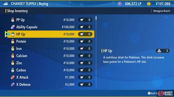 You can buy vitamins from a !Chansey Supply shop.