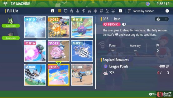There are over a hundred TMs that you can create. (Credit: The Pok&eacute;mon Company)