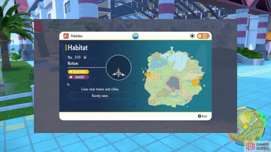 Locations of Rotom on the map.