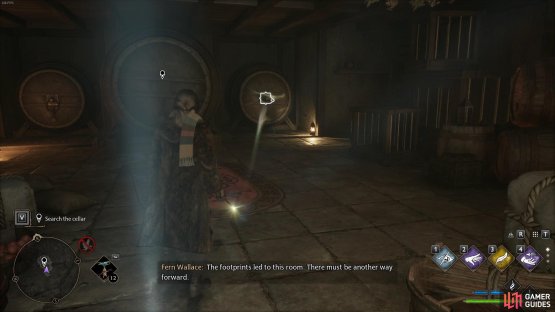 You need to pull the kegs on the side to enter the hideout.