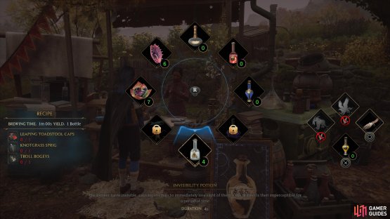 then select the Invisibility Potion from the Radial Menu.