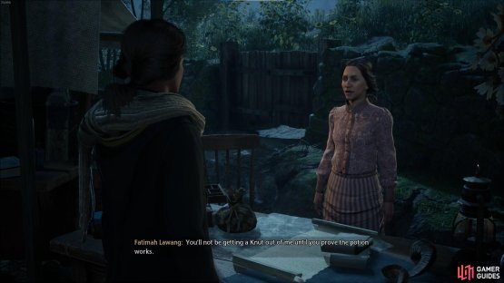 Use your invisibility potion to appease her.