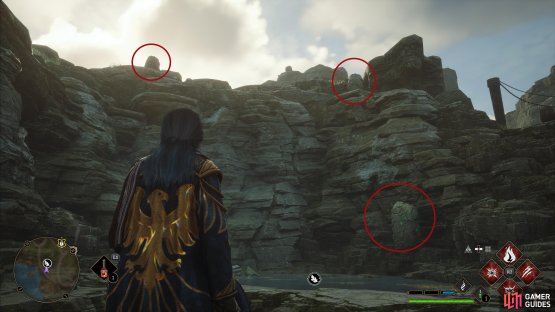 and shoot the stones surrounding the platform with Confringo.