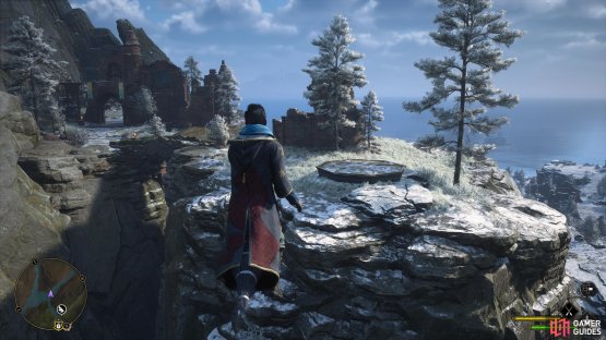 overlooking the ruins near the vault.