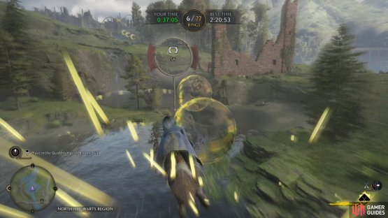 then beat her time in the broom racing event.