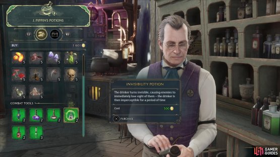 You can brew !Invisibility Potions yourself, or buy them from !J. Pippin&rsquo;s Potions.