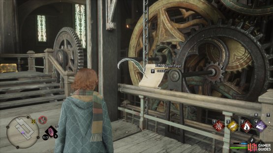 You need to stand in front of the mechanism when you cast Revelio to discover the page.