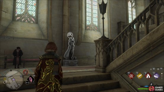 You&rsquo;ll find the statue just up the stairs from the Hogwarts Crest.