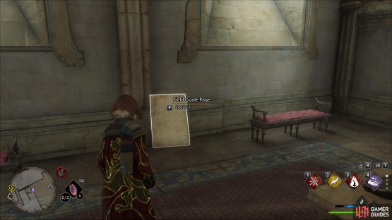 Cast Levioso to extract the page from the statue.