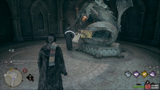 At the far end of the Slytherin Dungeon near the drawbridge exit.