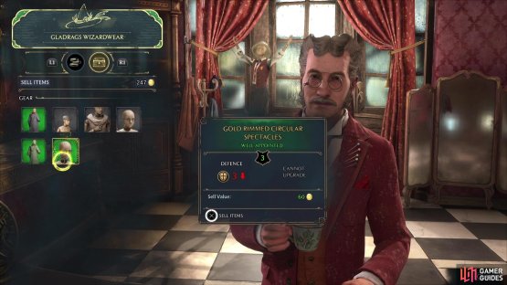 Make easy gold by selling unwanted items at any shop in Hogwarts Legacy. (1/2)
