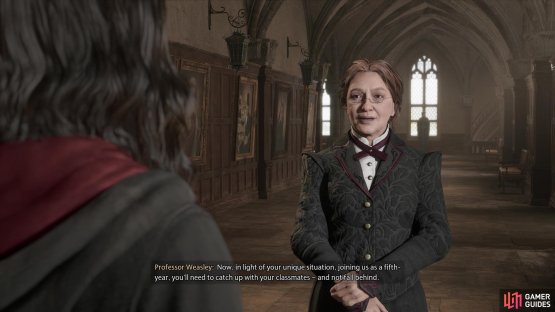 Professor Weasley takes control of the Welcome to Hogwarts quest by showing Wizards and Witches the basics of navigating Hogwarts and beyond.