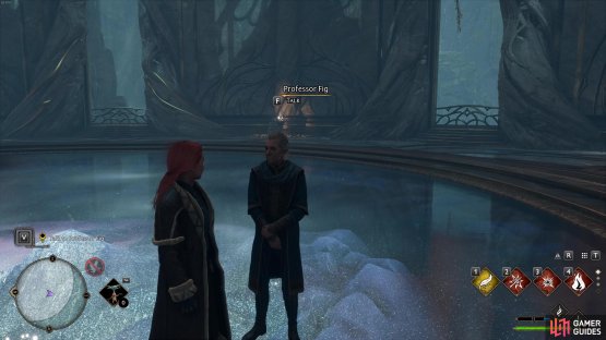 Professor Fig sings Witch or Wizard praises to The Keepers in the Map Room.
