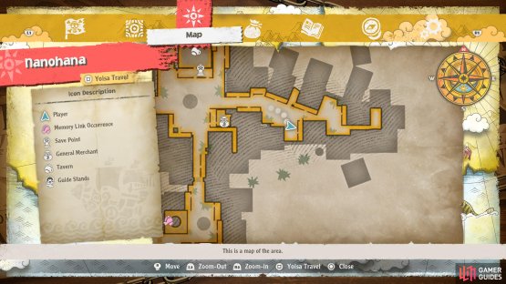 The location of the side story on the map